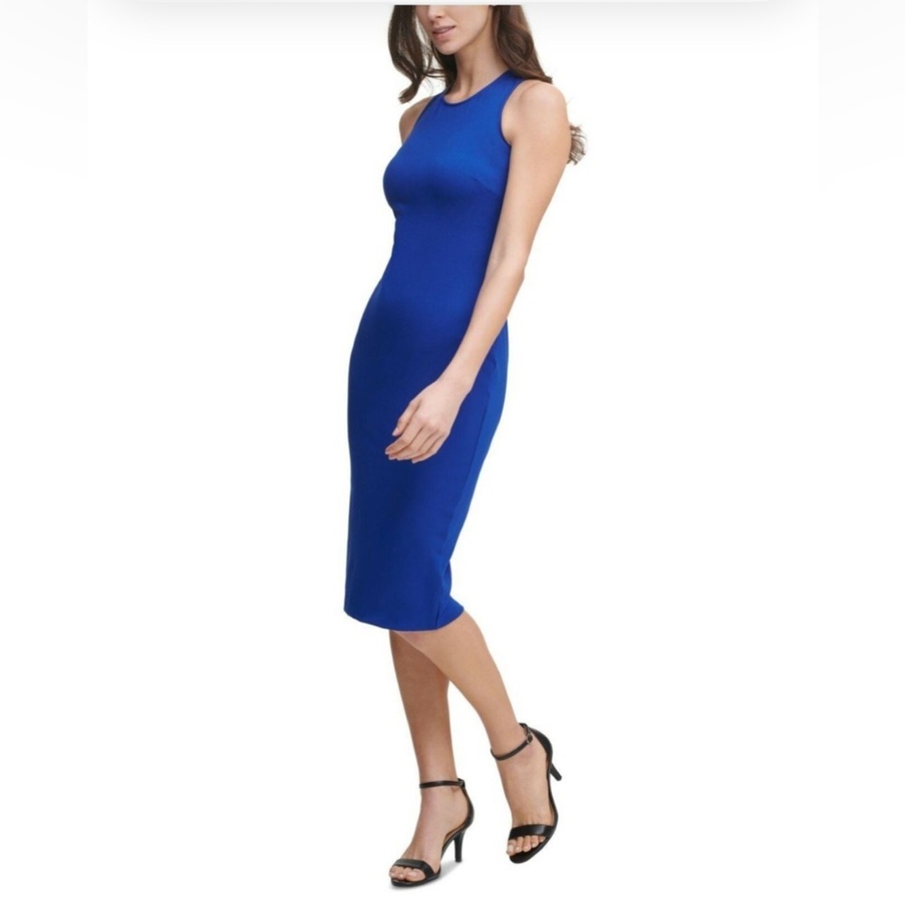 💃 Cefian racer back body con Chic Blue Roy royal Midi Dress